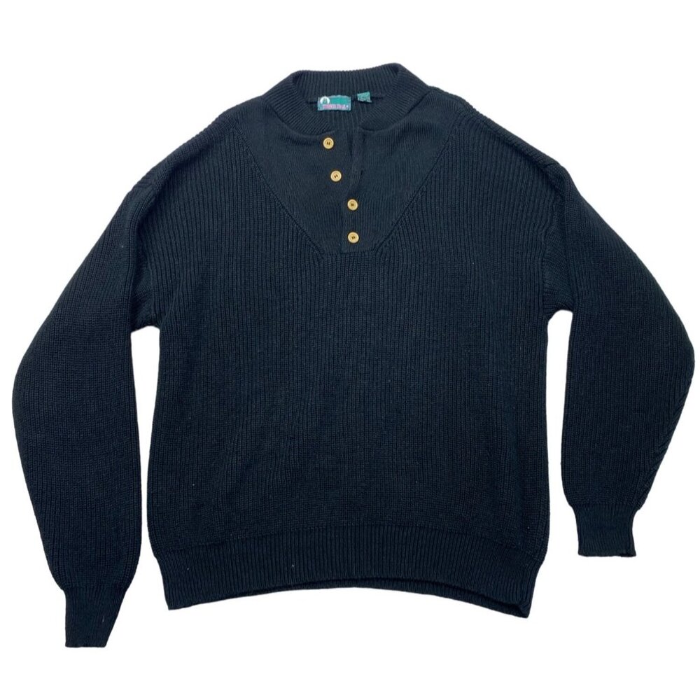 Timber Trail Black Acrylic Button-Up Sweater Men's Size  XL
